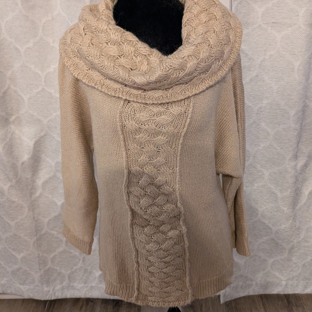 Rafaella Beige Cowl Neck Sweater